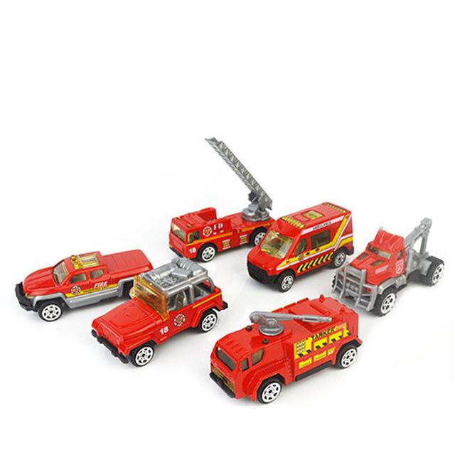 6Pcs/Set Mini Alloy engineering Car Tractor fire truck ambulance Toy Vehicle Dump-Truck Model Classic Toy Mini Gift For children