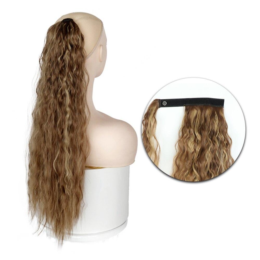MISS WIG Synthetic Long Curly Fluffy Clip In Hair Extension Wrap Around Ponytail Heat Resistant Natural Wig For Women Daily Wear