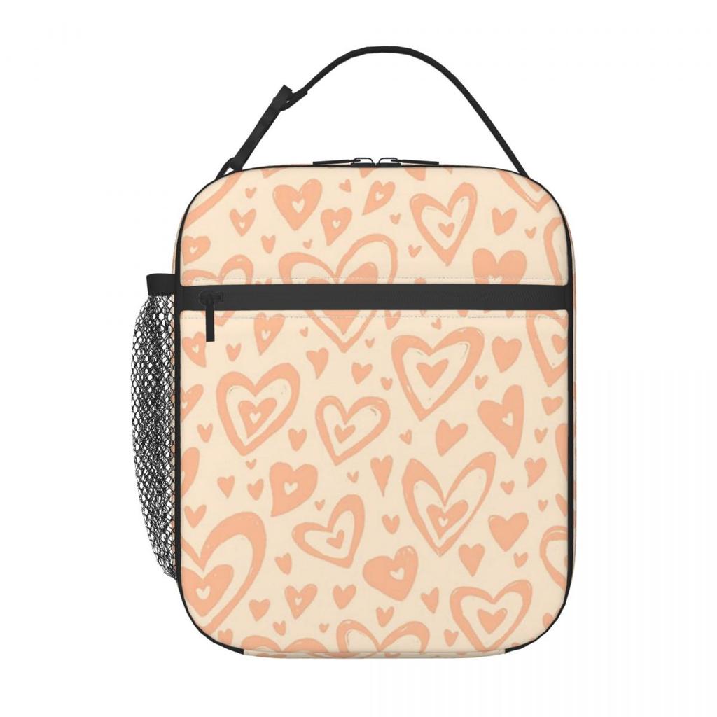 Colour Hearts Pattern Insulated Lunch Bag for Women Kids Leakproof Food Boxes Thermal Lunch Box Tote