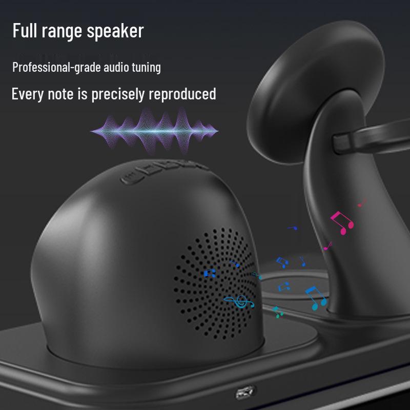 Six-in-One Magnetic Wireless Charger: Clock, Light, Bluetooth Speaker for Apple Devices