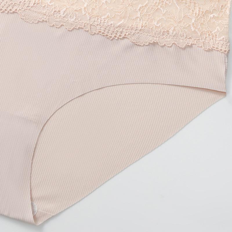 Sexy Ice Silk Underwear for Women Thin Mid-waist Pure Cotton Crotch Seamless Lace Edge Breathable Triangle Panties