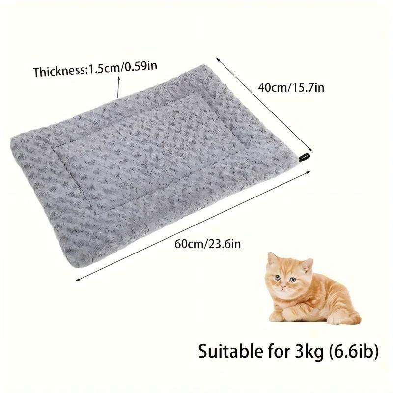 Washable Double Sided Pet Bed Dog Crate Pad Mat Plush Puppy Cats Pillows for Medium Dogs Soft Fluffy Dog Carpet, Suit For Winter
