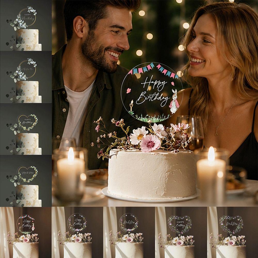 Acrylic Wedding Cake Toppers Multicolor Cake Decorative Card Baking Ornament