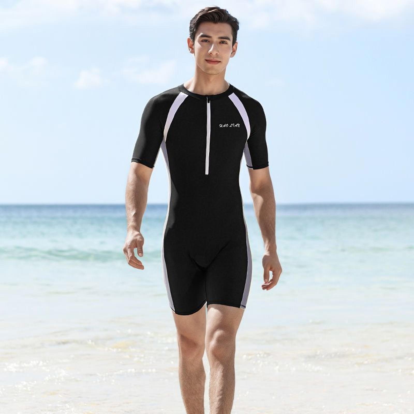 

Швидкосохнучий консервативний чоловічий суцільний купальник із сонцезахистом 4XL (Recommended 140-150 kg)