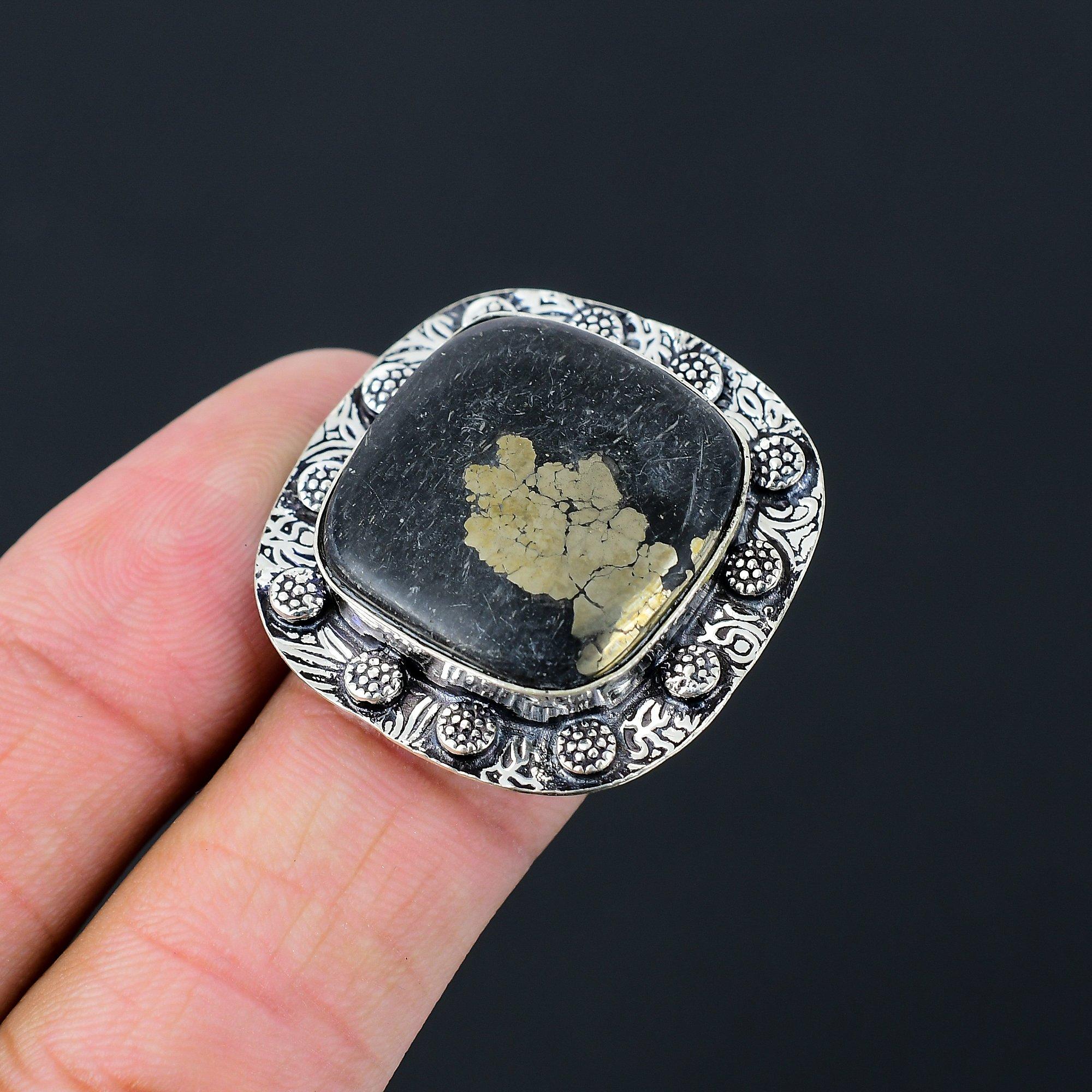 

Daughters Day Sale 925 Sterling Silver Pyrite Stone Stackable Promise Ring US 6 6