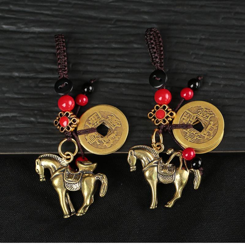 2026 Rok čínského zvěrokruhu Kůň Přívěsek pro štěstí Klíčenka Měď Feng Shui Bohatství Kroužek na klíče Ženy Muži Přívěsek na tašku Šperk Dárek