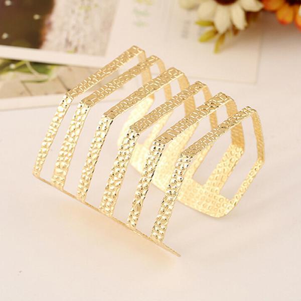 Het mode Unisex Geometrisk Urholkad Guld Silver Armring Punk Manschett Vridet Armband