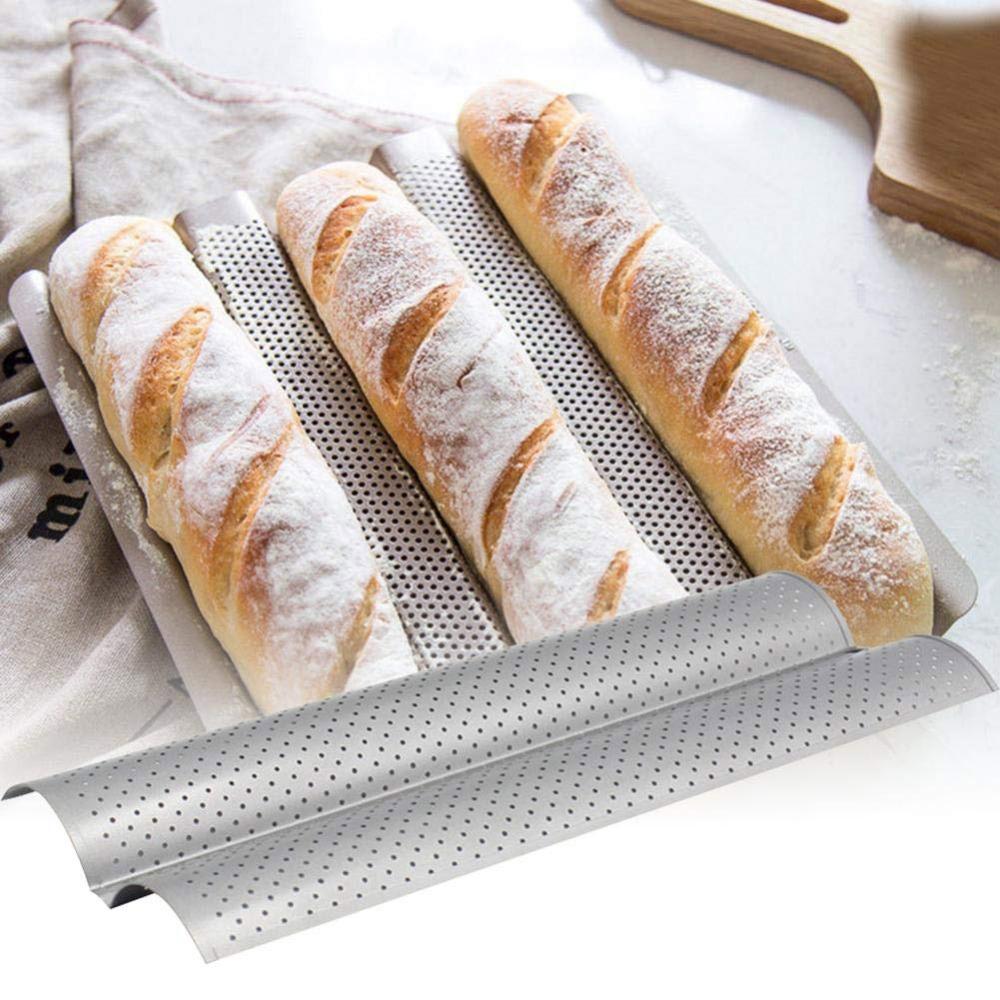 Stampo per Baguette in Acciaio al Carbonio 2/3/4 Scomparti Teglia per la Cottura della Baguette Stampo Durevole per la Cottura del Pane Cucina di Casa
