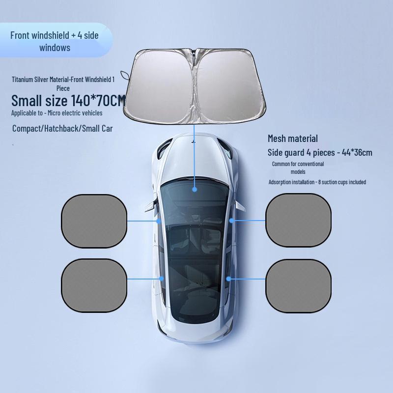 Car Windshield Sunshade Curtain - Front Window Sun Blocker & Heat Insulation Cover