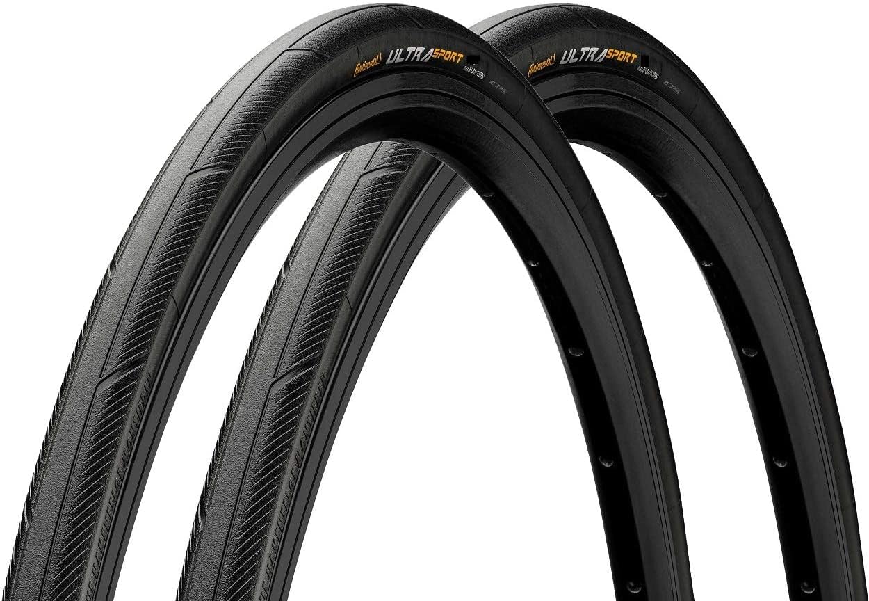 

Continental Ultra Sport 3 700x25C FB Road Clincher Tire Set of 2 Black/Black