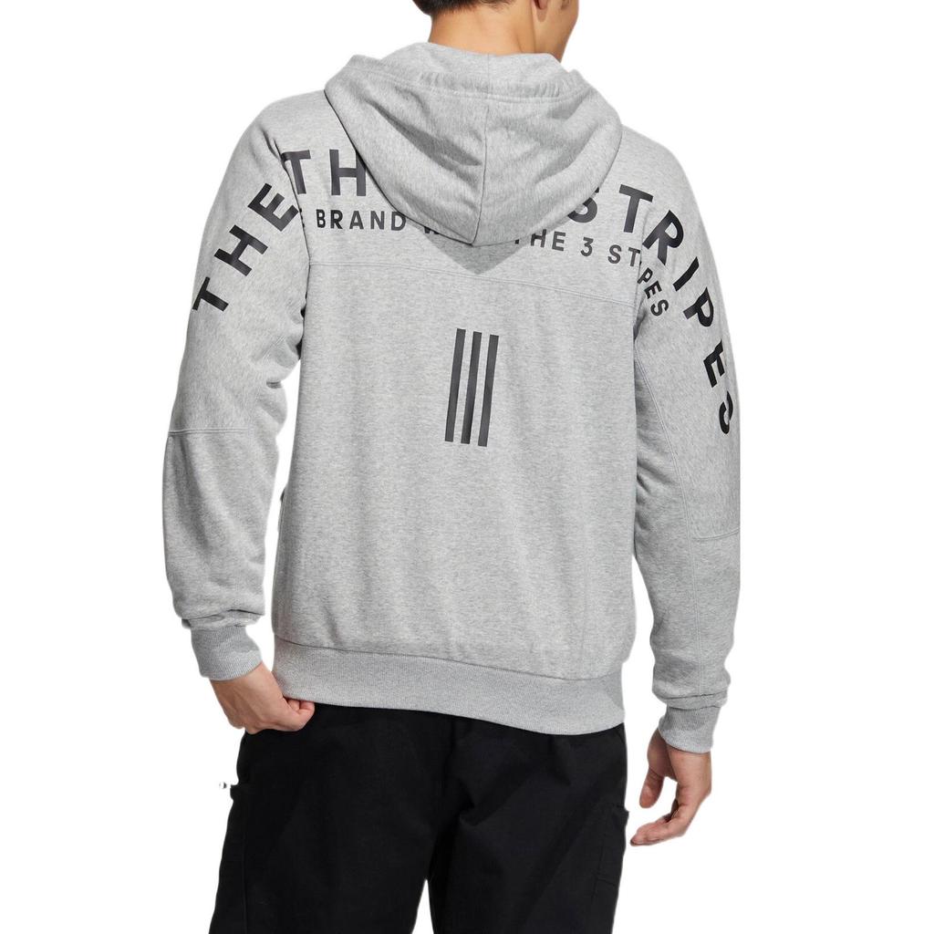 adidas Lockerer Zip-Up Hoodie mit gedruckten Buchstaben Unisex Oberteile Grau IA9437