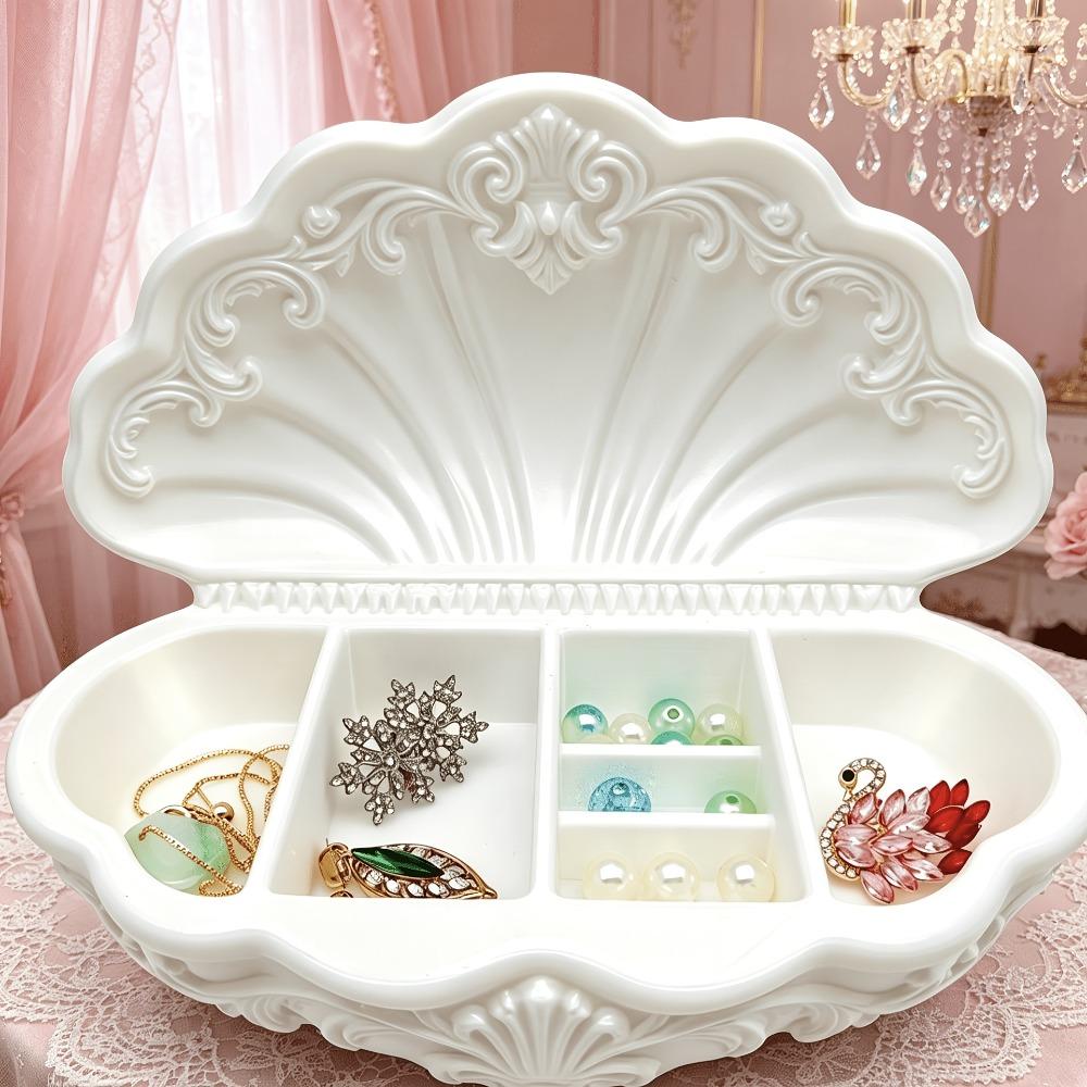 Oval Shell-Shaped Jewelry Tray Vintage Trinket Holder for Vanity, Dresser