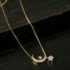 Factory  925 Sterling Silver Moon and Star Zircon Pendant Necklace for Women Versatile Everyday Wear Necklace Jewelry