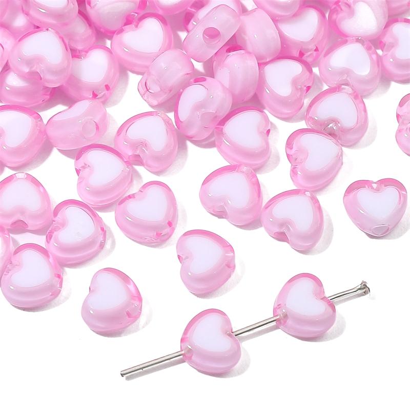 30Pcs Acrylic Heart Shape Beads Loose Spacer Beads for Jewelry Making DIY Bracelets Necklace