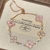 Pulsera coreana ajustable de flor de rombo de circón - Joyería elegante y versátil para mujer