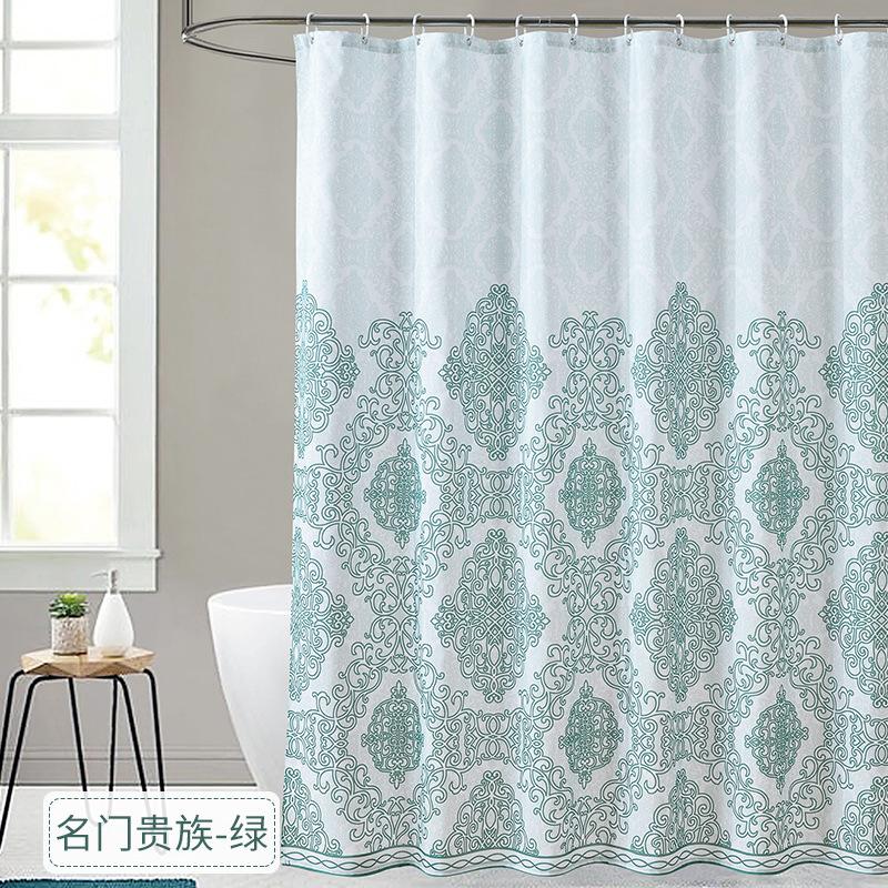 Shower Curtain Geometric Print Waterproof Bathroom Curtains with Hooks Classic Style White Fabric for Toilet 200cm Retro Decor