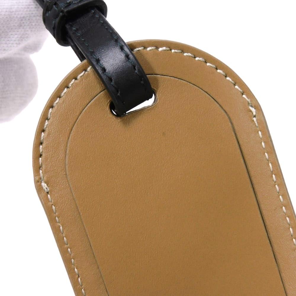 Used 11491 FF Logo Name Badge Travel Tag 7AS115 AL8H F1IKC 7989 Logo Khaki Calfskin Unused Zucca Fabric Brown Unisex