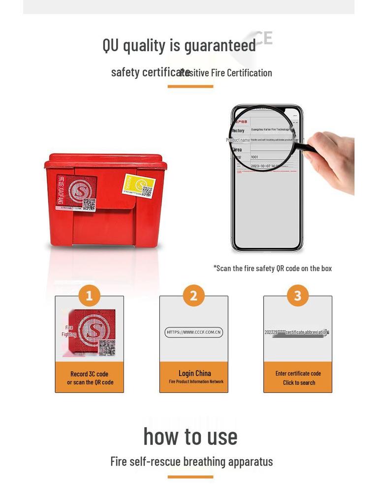 Kai'an TZL30E Fire and Smoke Protection Full Face Escape Mask