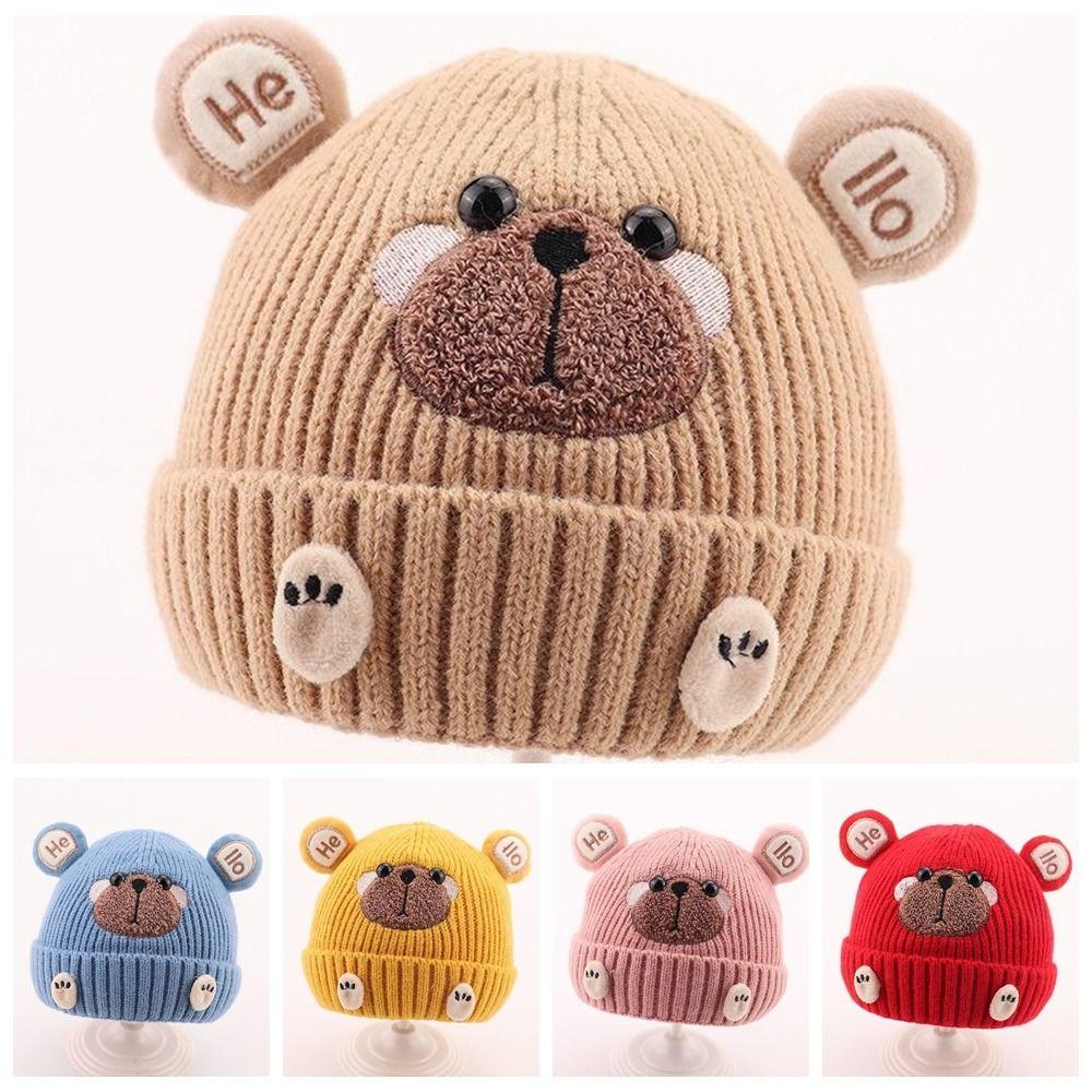 Wind Proof Baby Hat Soft Knit Pullover Hat Cute Toddler Cap Daily