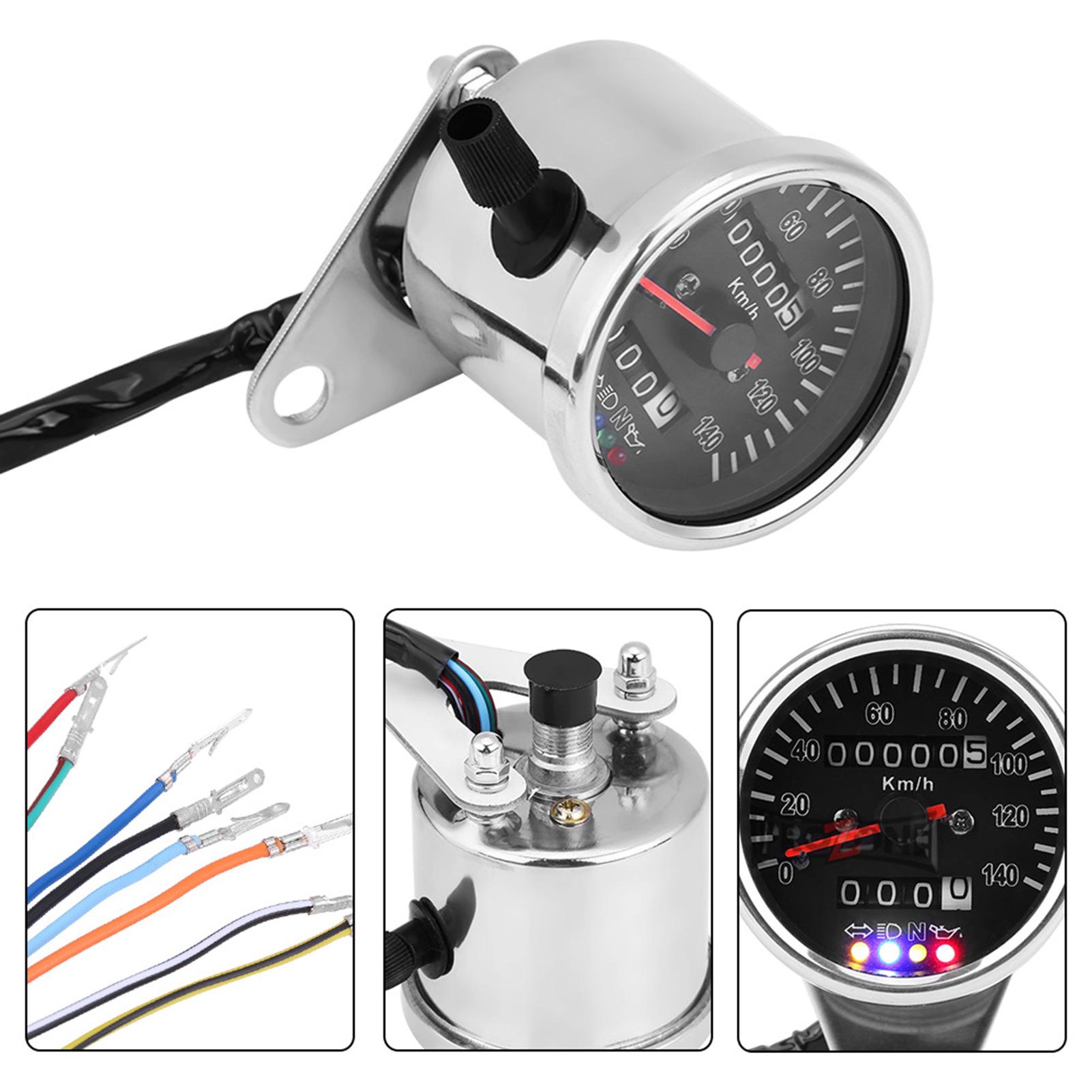 

Cafe Racer Custom Motorcycle Mechanical Speedometer with LED Indicator Odometer 140km h