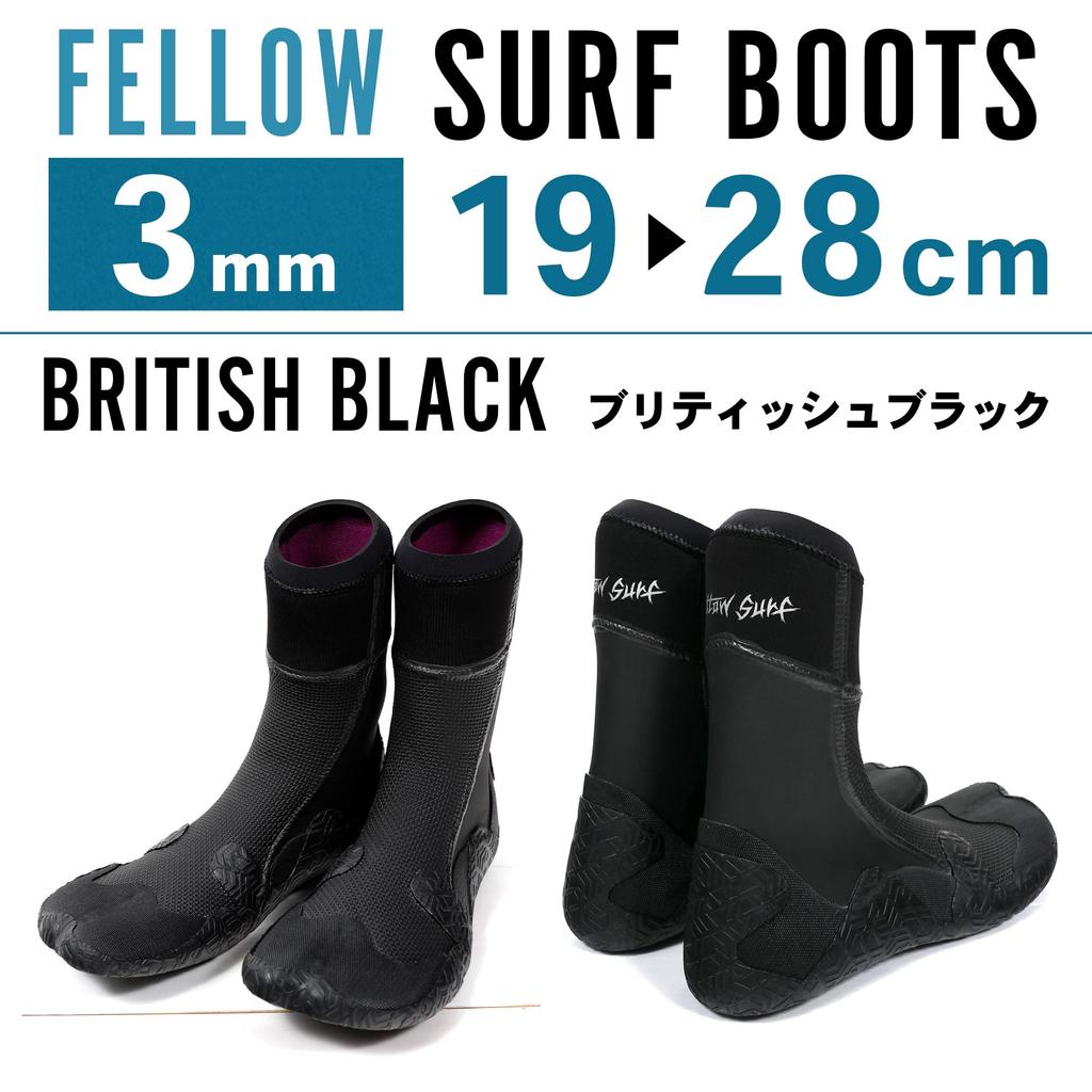 FELLOW Surf Fleece Surfing Japanese British 24cm Boots, 3mm, Warm, Lining, Men's, Women's, Boots, Winter, Standard, SUP, Semi-Dry, Wetsuit, Black,