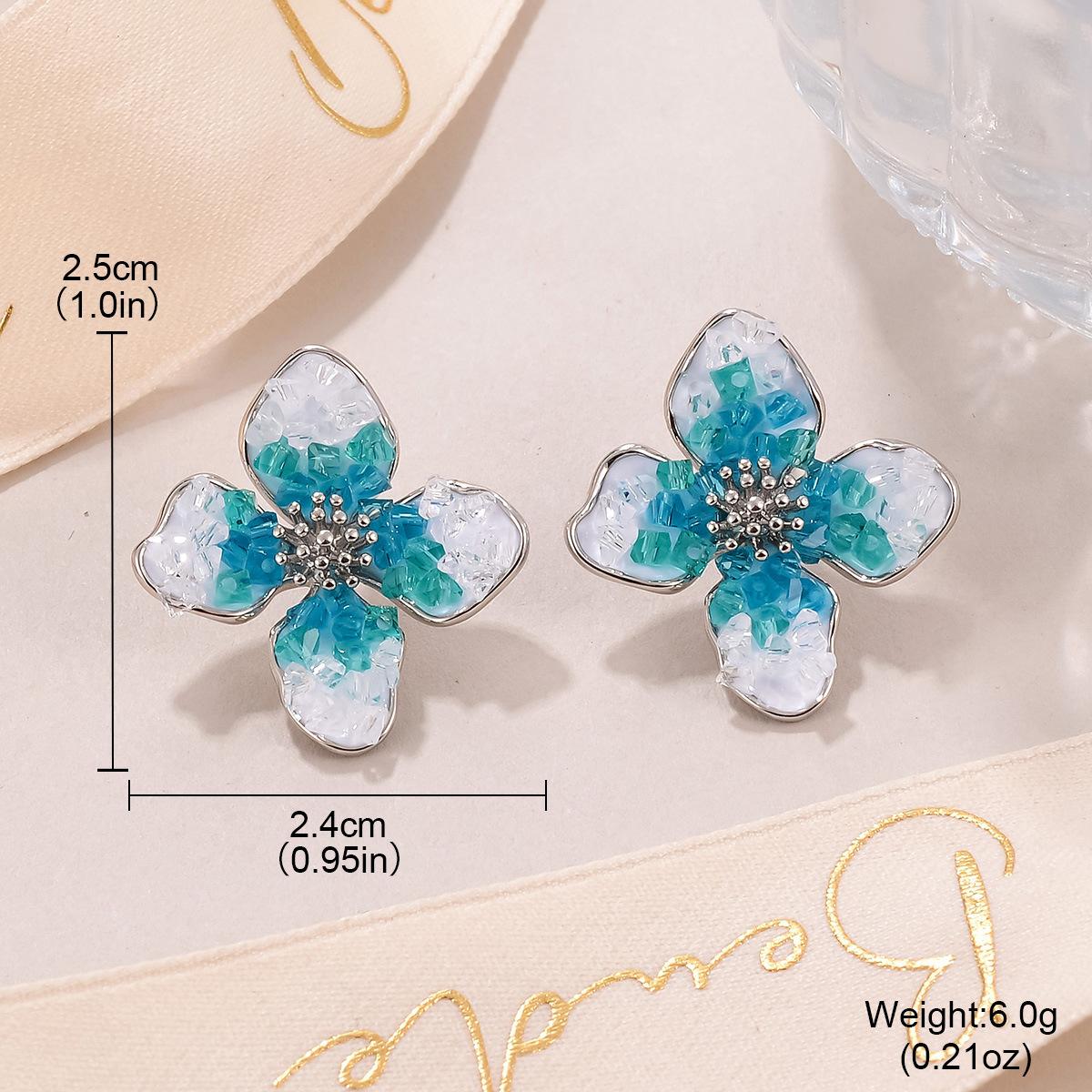 

Butterfly flower ice crystal new ice transparent fresh and sweet earrings super fairy earrings high-end earrings women