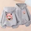 Anime Spy X Family Children Hoodie Tops Girl Boy Sweatshirt Kid Zipper Coat Casual Sweatshirts black autumn Clothes