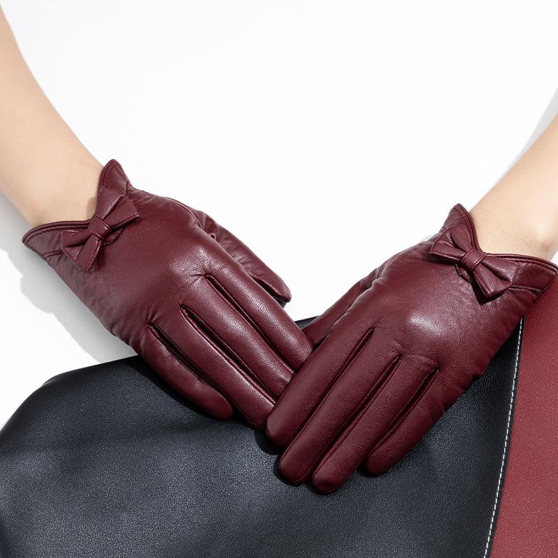 Ladies' Gloves with Bow Colorful Wine Red  Elegant and Charming Clothing Decoration Gloves