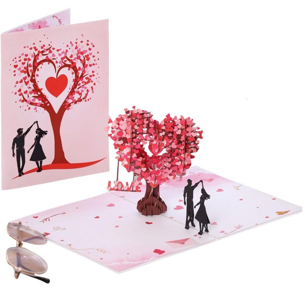Elegant 3D Heart Tree Greeting Card Paper Sculpture Wedding Blessing Card  Party Accessories