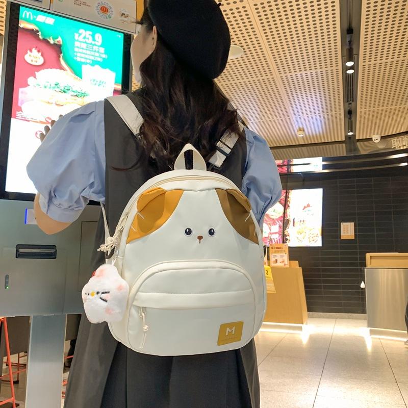 Schoolbag Japanese Cute Cartoon Kitten Backpack Girl Primary School Bag Small Fresh Versatile Travel Spring Outing Small Backpack