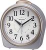 RHYTHM Analog Alarm Clock with Continuous Second Hand, Bell Sound, Luminous, Silver, 14x12.7x6.2cm, 8RA645SR19