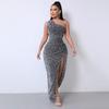 Summer new sequined sleeveless split and ankle tight bead dress (8 colors)