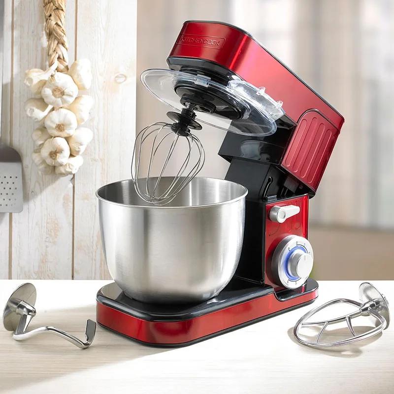 Kitchencook - Robot Pâtissier Antara_inox_red - 1300 W 5,5 L - Kit Pâtisserie