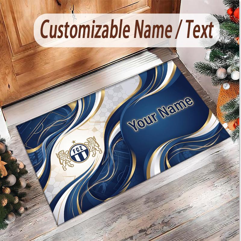 Personalized Crystal Velvet Carpet FC Zürich Pattern Non Slip Floor Rug