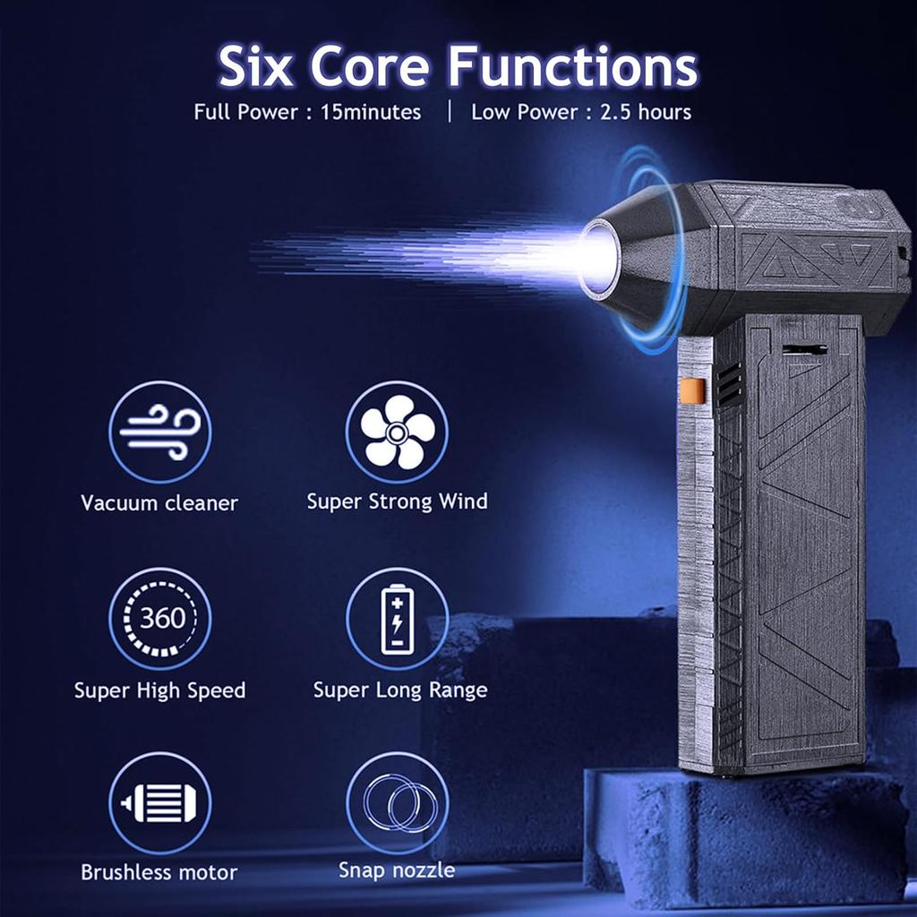 Compressed Air Duster, Jet Dry Blower 130000RMP Mini Battery Blower Fan Jet Fan Powerful Brushless Motor Cordless Blower Car Dryer Blower for Car Dry