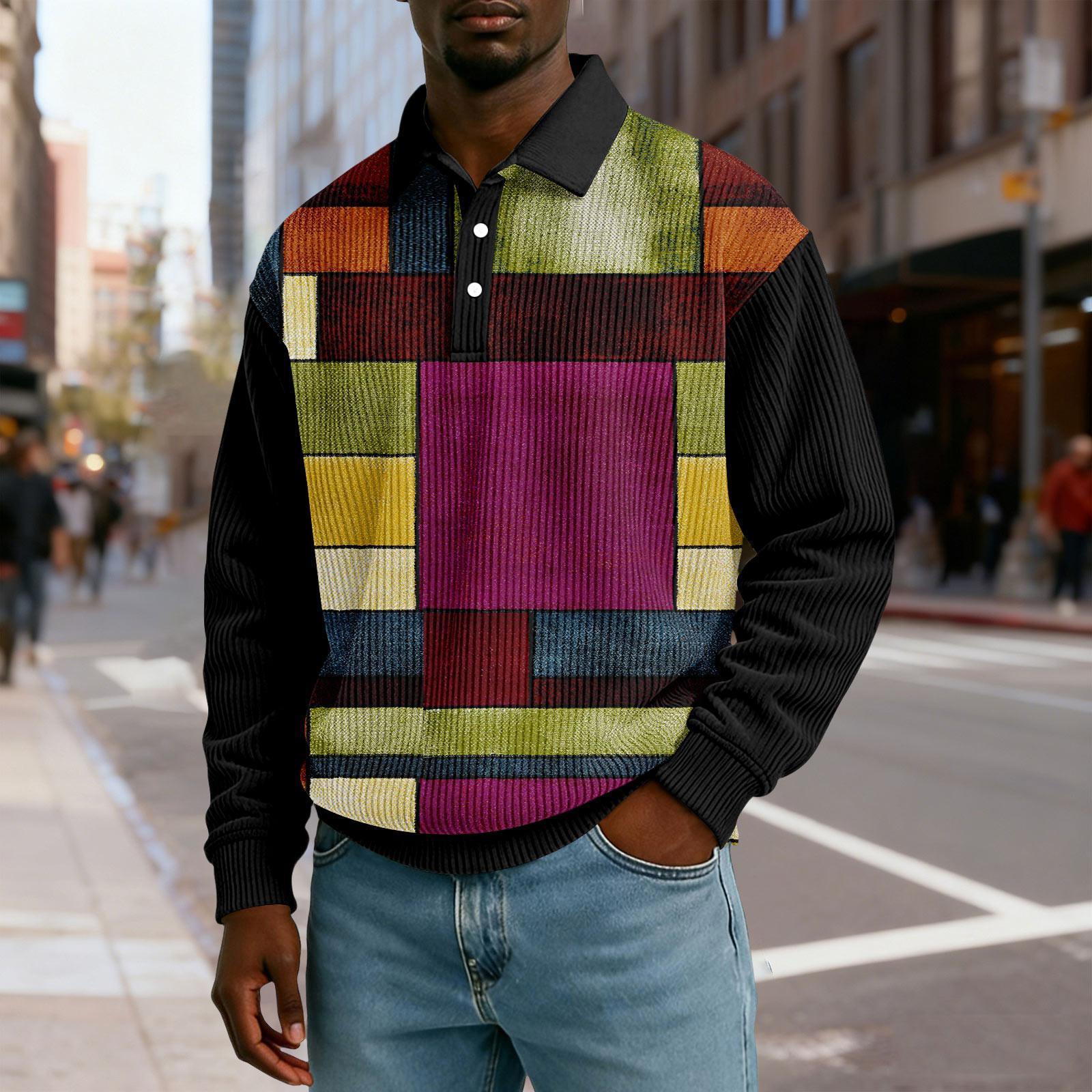 

Men s Casual Loose-fitting Top Button-down Collar Long Sleeves M фіолетовий