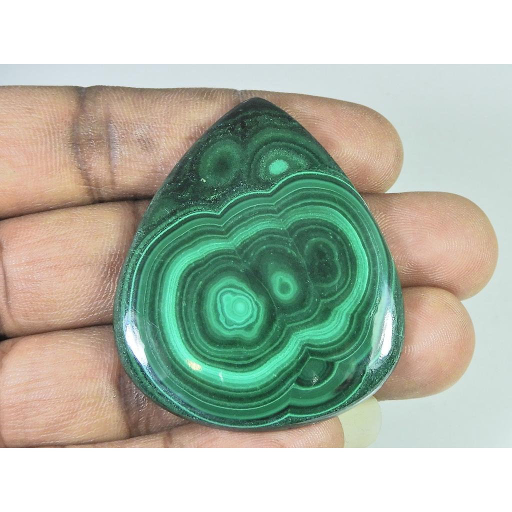 151Cts. Natural Green Malachite Pear Cabochon Loose Gemstone 43X51X05 MM B-398