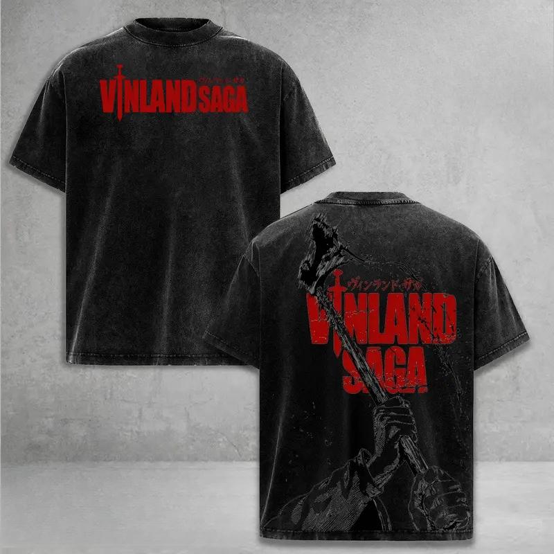 Anime Vinland Saga Thorfinn Clothing Men Women Short Sleeve Tshirts Washed Cotton Tee Retro Oversized T-shirt Harajuku T Shirt