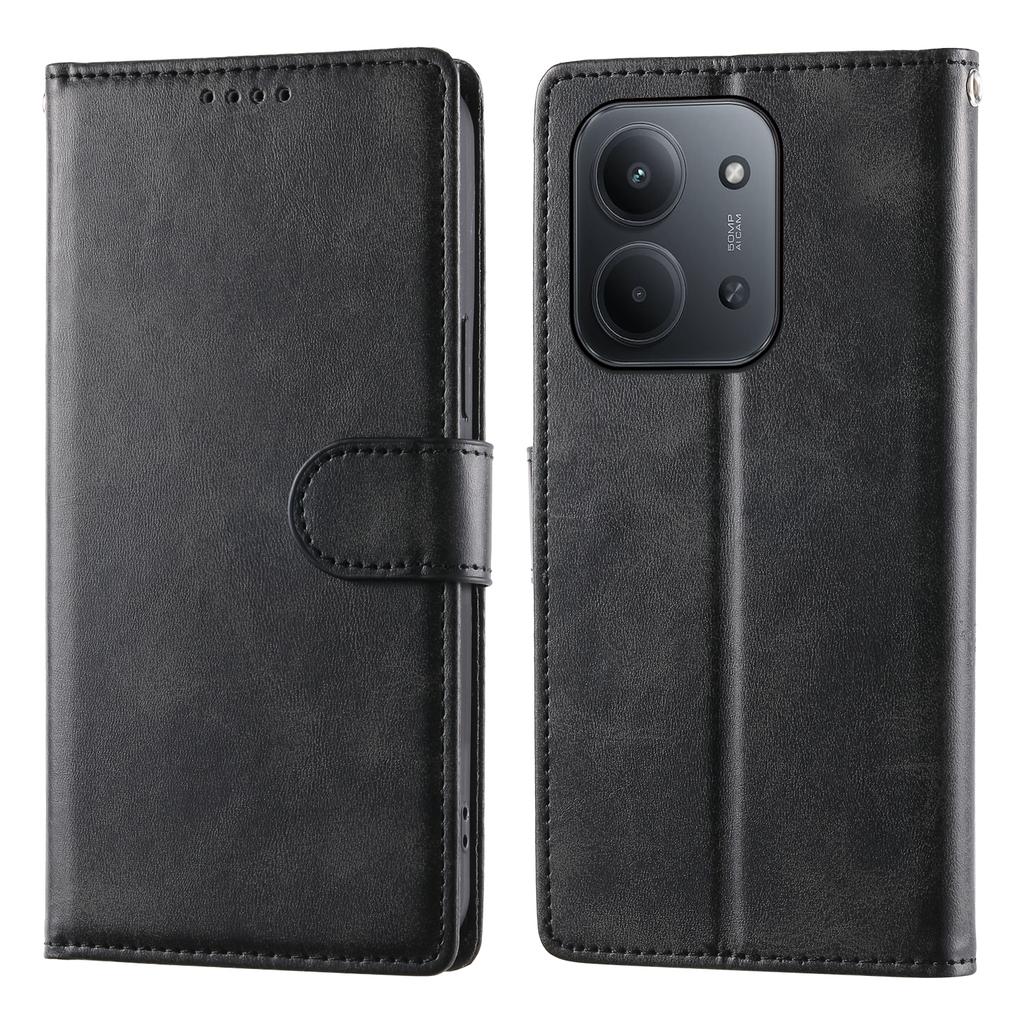 Dla Xiaomi Redmi 15C 4G (Światowy) (171mm)/Poco C85 4G (171mm) Etui Stand Portfel Skóra PU z Teksturą Cielęcą Pokrowiec Flip do Telefonu z Paskiem na Nadgarstek