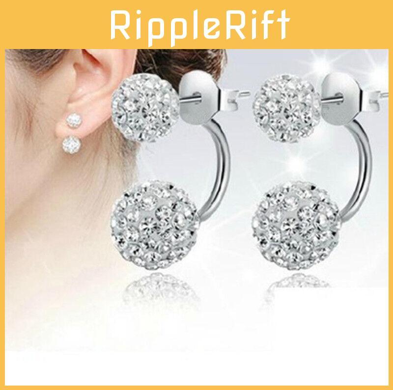 Elegante Doppelkugel-Legierung Kristall Strass Ohrringe für einen zeitlosen Look