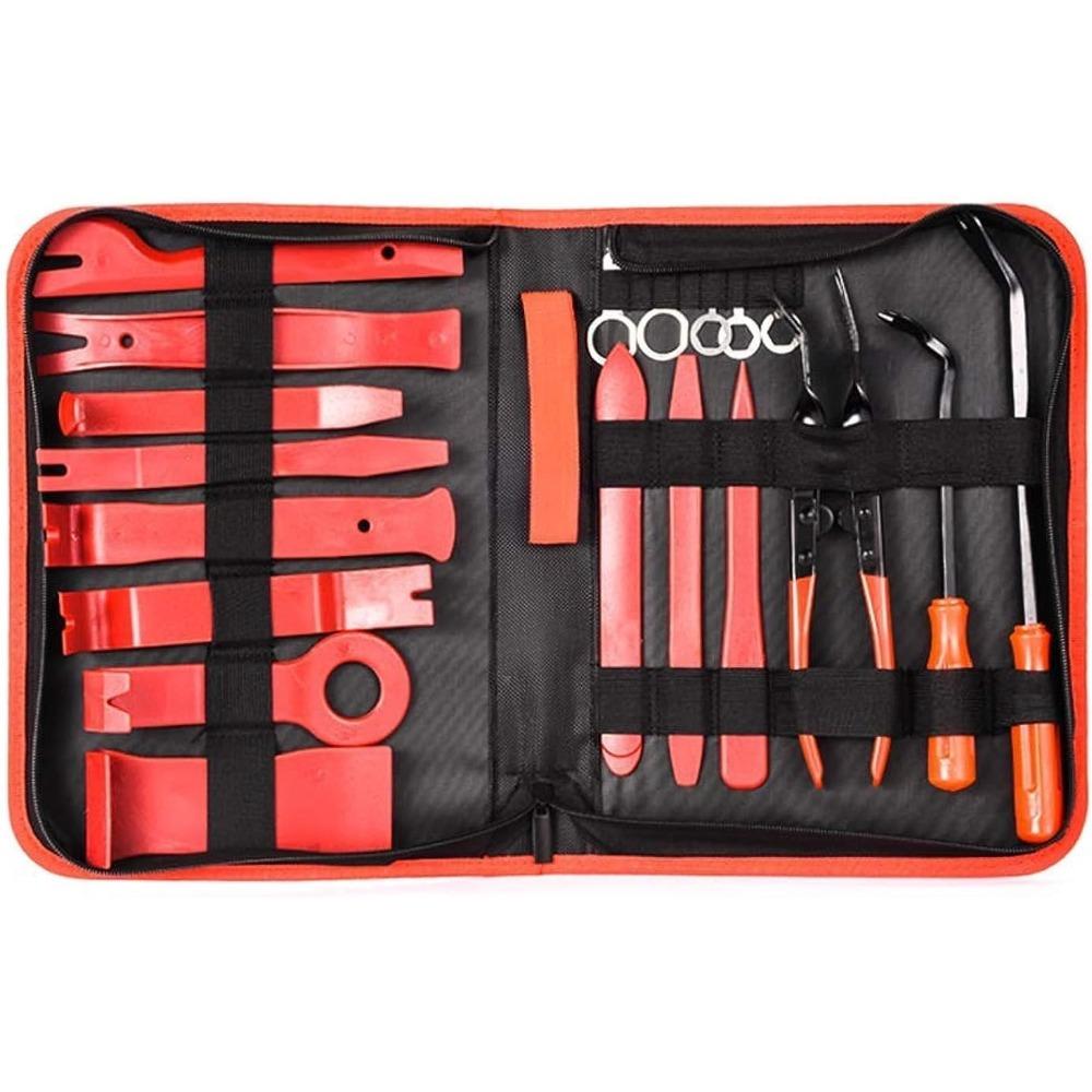 

Набор инструментов для снятия обшивки автомобиля, 19 шт. и клещи для клипс, съемник обивочных крепежей, нейлоновая панель приборов, дверная панель, стерео 19pcs-set