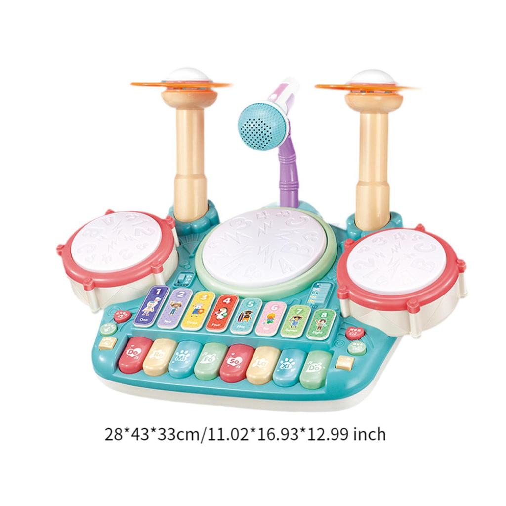 Kids Drum Toy Electronic Keyboard Drum Kid Music Toy with Microphone Baby Beginner Drum Set for Preschool Boys Kids Children