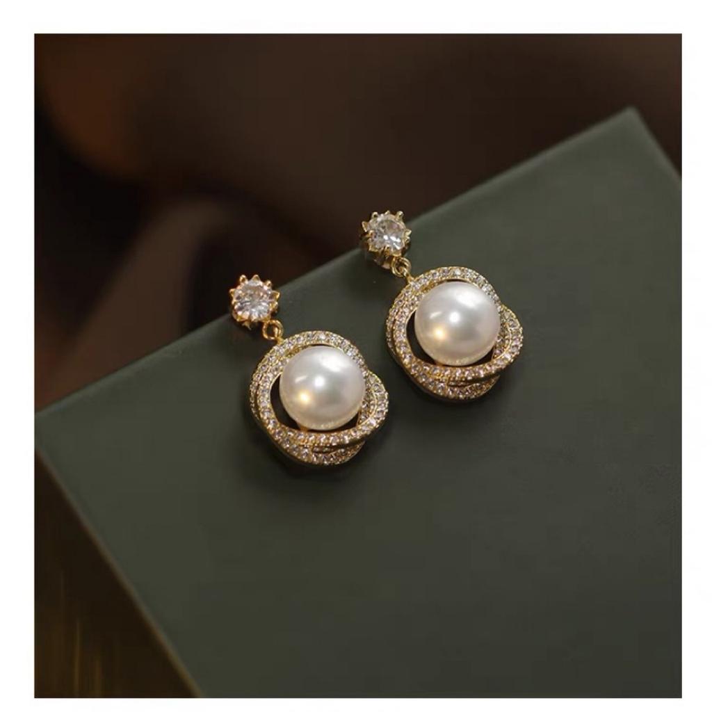 Shining Rose Natural Freshwater Pearl Earrings Women's Court Stud Earrings Women's Simple Temperament New Trendy Earrings