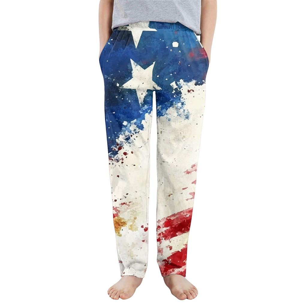 Kinder Jungen Mädchen Sport Unabhängigkeitstag Bedruckte Tasche Lässige Sporthose