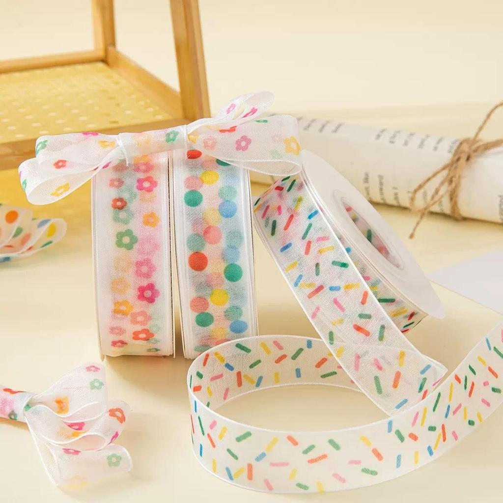 Spring Macaron Organza Ribbon - Semi-transparent Silk for Gift Wrapping, Floral Décor, and Baking Decoration