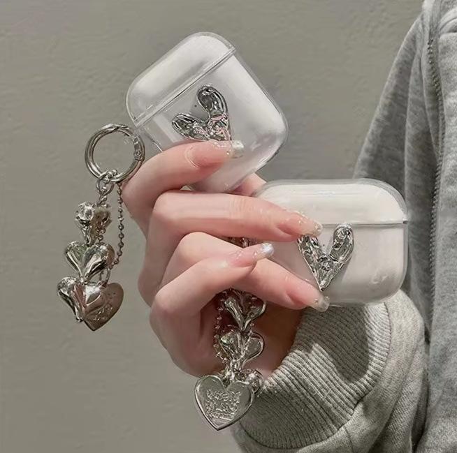 Трехмерный гальванический кулон-сердце для защитного чехла Apple AirPods Pro 1, чехол для наушников AirPods третьего поколения