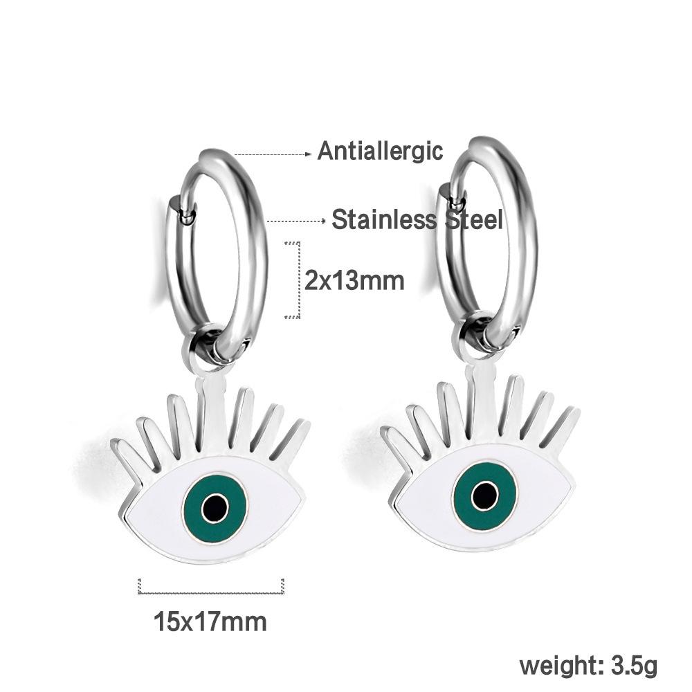 Accessories Eye Earrings Trendy Creative Geometric Mixed Color Eye Ear Buckles Stainless Steel Earrings Earrings Women's