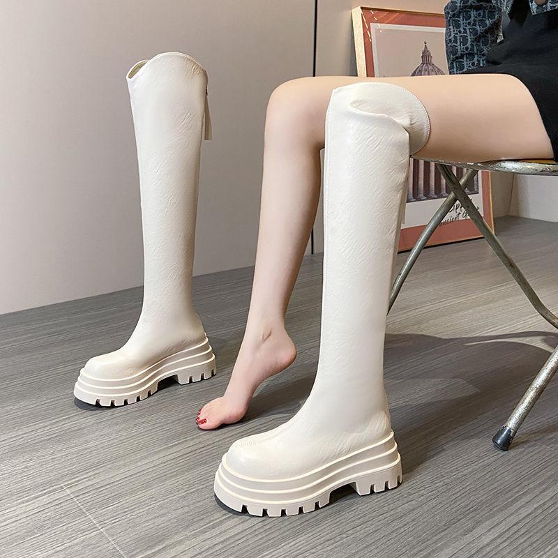 Boots Women's 2025 Autumn New Sleeve Long Tube Handsome High Tube Elastic Boots Small Man Over Knee Skinny Knight Boots