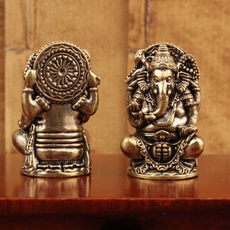 Lord Ganesa Elephant God Metal Desk Ornament For Worship And Cultural Display