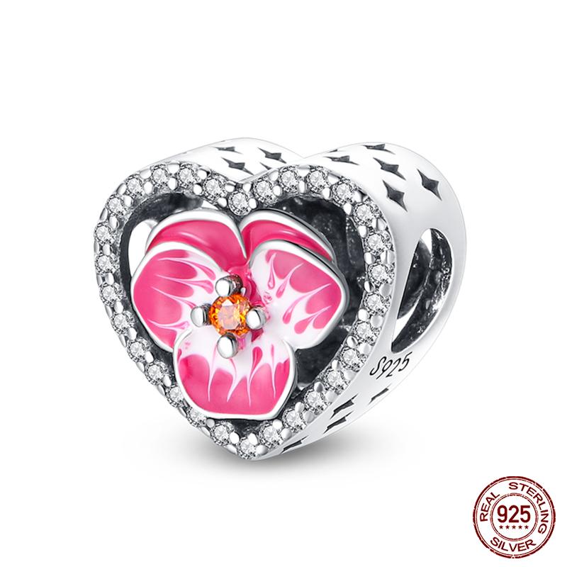 100% Copper Butterfly Flower Blue Zircon Charms Beads Fit Qikaola Original Bracelets Exquisite Diy Jewelry Gift